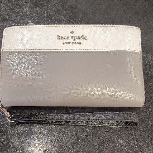 Kate Spade Gray and White Clutch with Minimalist Design - Picture 1 of 5